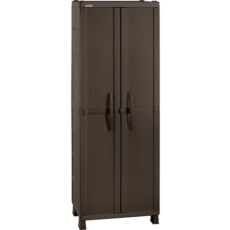 Resin Patio Utility Wicker Cabinet, Brown